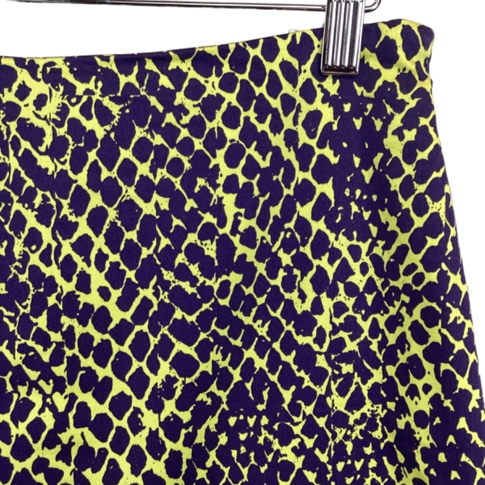Linda Allard Ellen Tracy Straight Pencil‎ Skirt Size 4 Yellow Purple Snakeskin - Picture 2 of 7